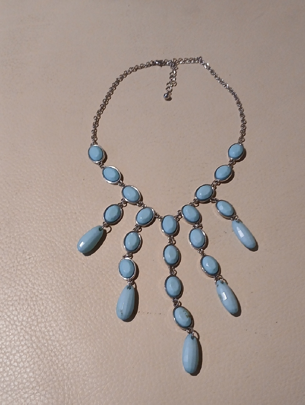 Statement Necklace With Silvertone Chain